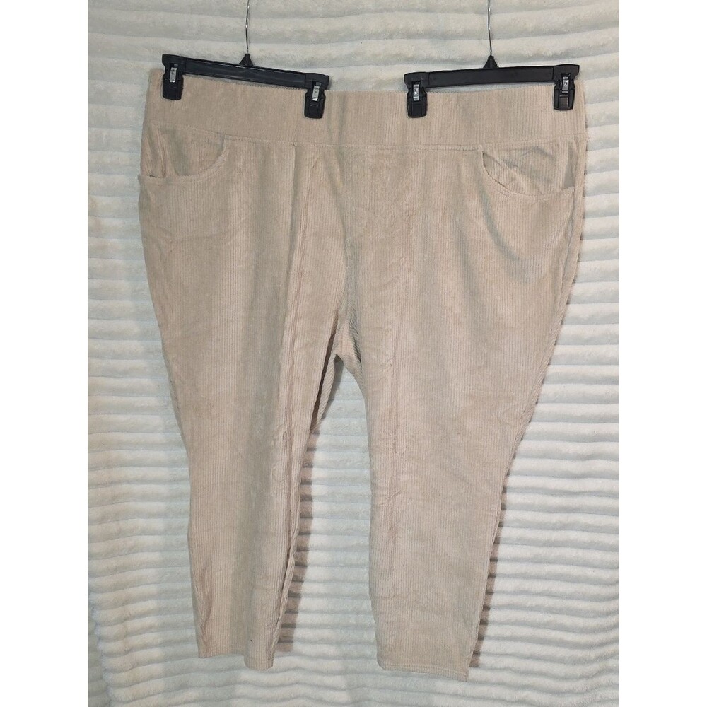 0157 Belle by Kim Gravel Beige Corduroy Ankle Pants